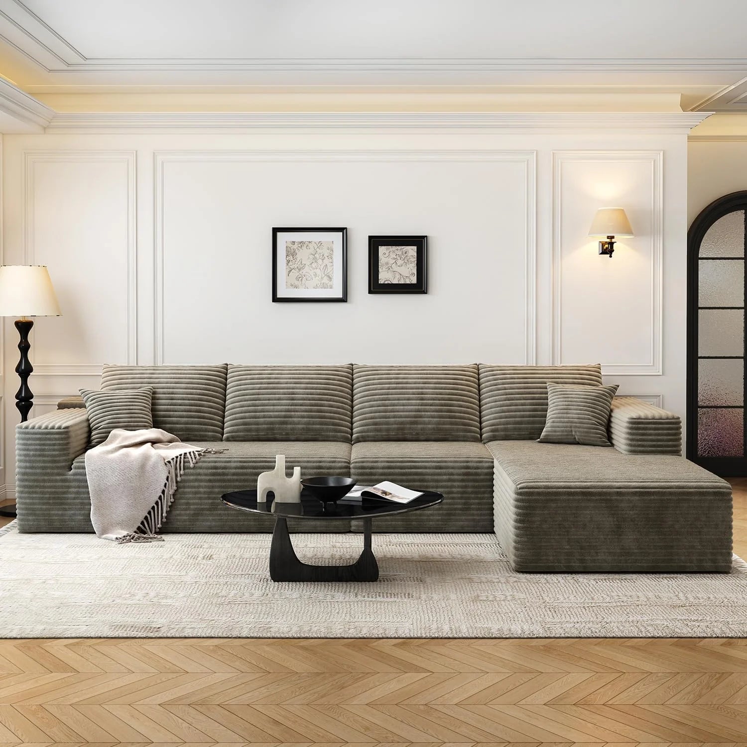 107.5" Cloud Modular Sectional Sofa Couch with L-Shape Chaise,Modern Minimalist Upholstered Couches