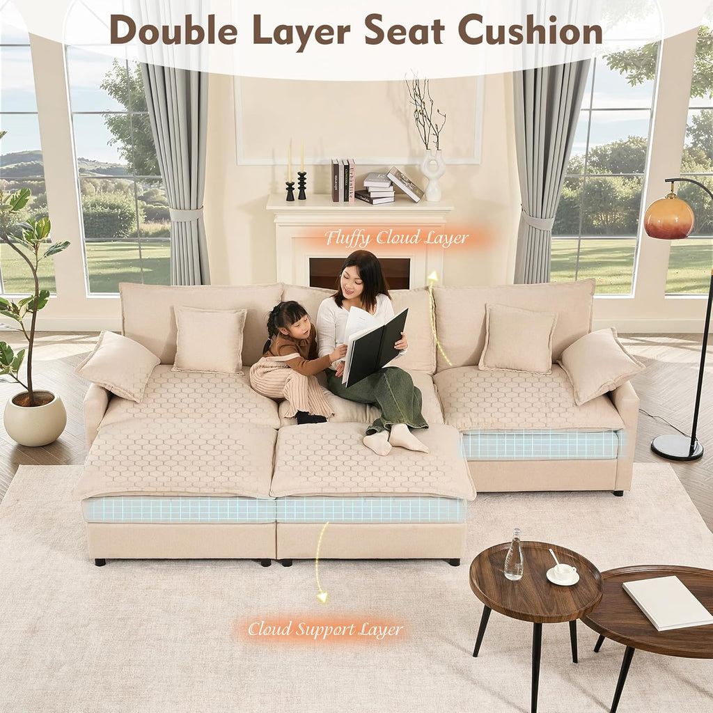 108" U-shaped sofa modular sofa Comfortable cloud sofa