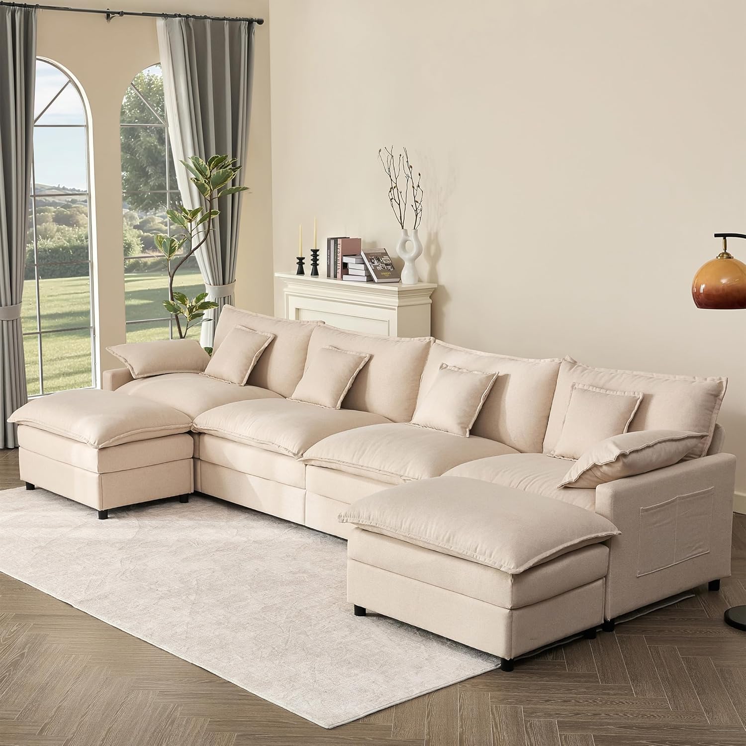 108" U-shaped sofa modular sofa three-seater comfortable cloud sofa