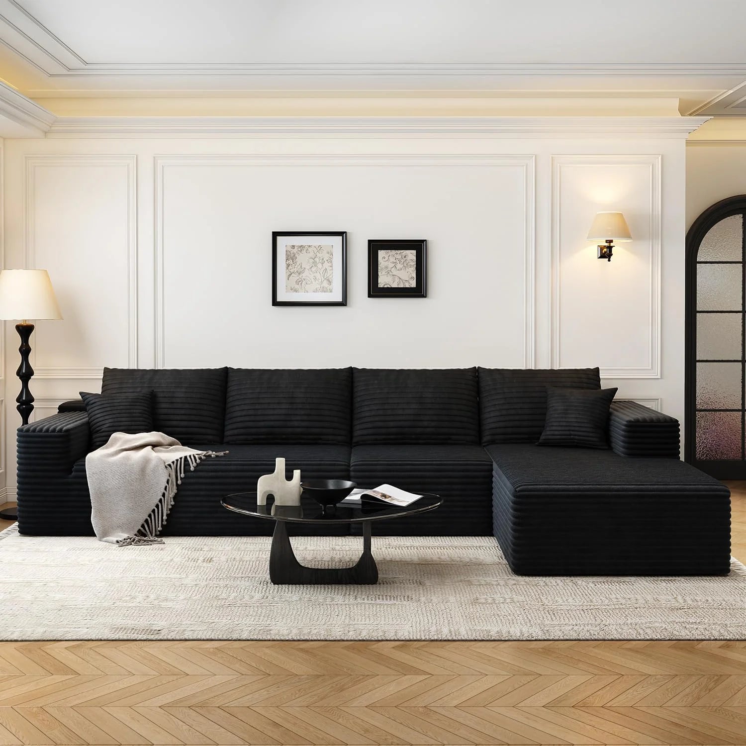 107.5" Cloud Modular Sectional Sofa Couch with L-Shape Chaise,Modern Minimalist Upholstered Couches