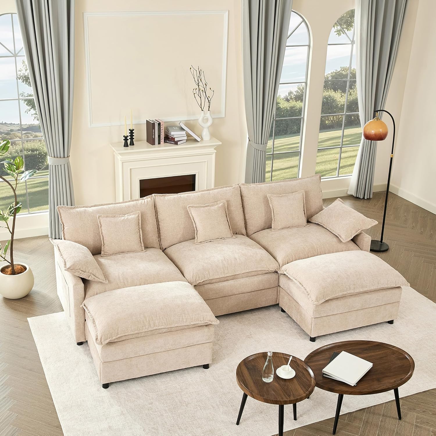 108" U-shaped sofa modular sofa Comfortable cloud sofa