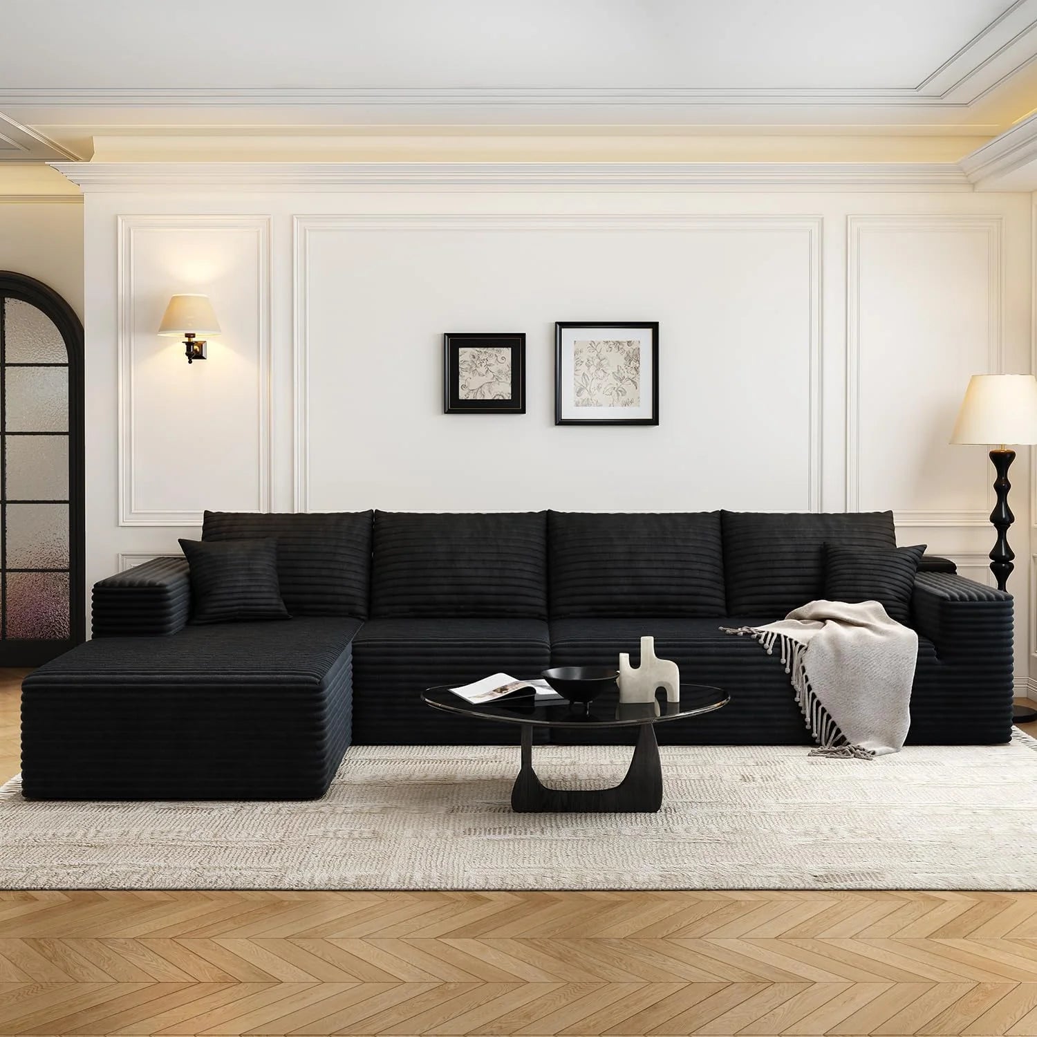 107.5" Cloud Modular Sectional Sofa Couch with L-Shape Chaise,Modern Minimalist Upholstered Couches