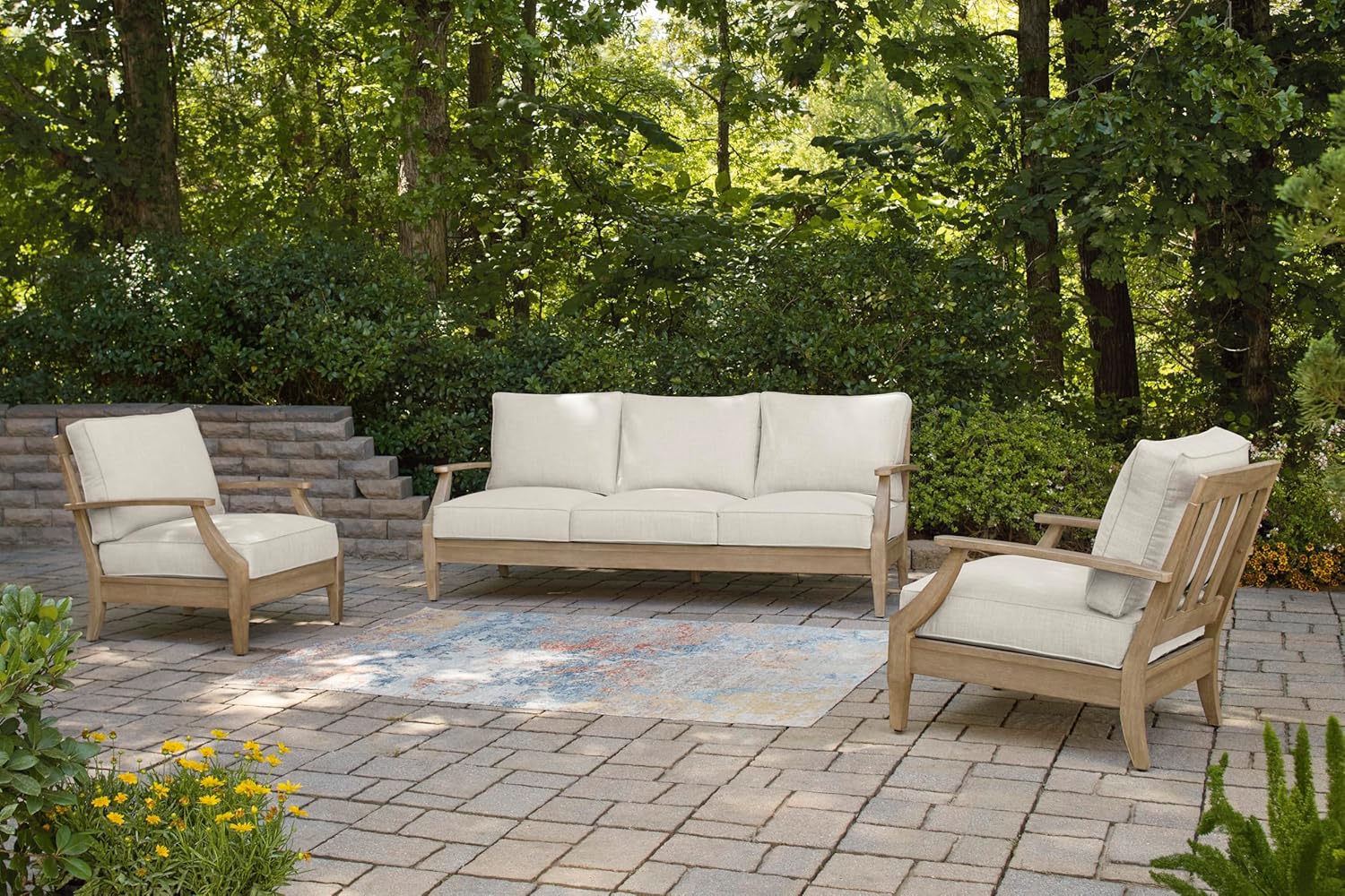 Coastal view outdoor terrace eucalyptus sofa