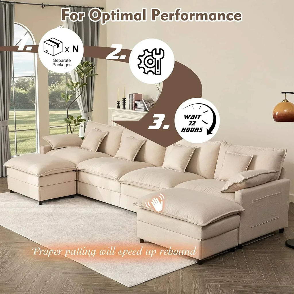 108" U-shaped sofa modular sofa Comfortable cloud sofa