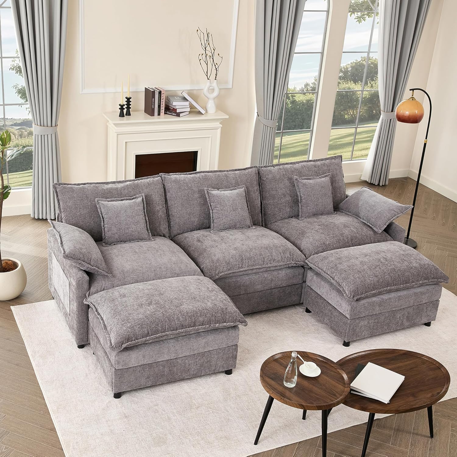 108" U-shaped sofa modular sofa three-seater comfortable cloud sofa