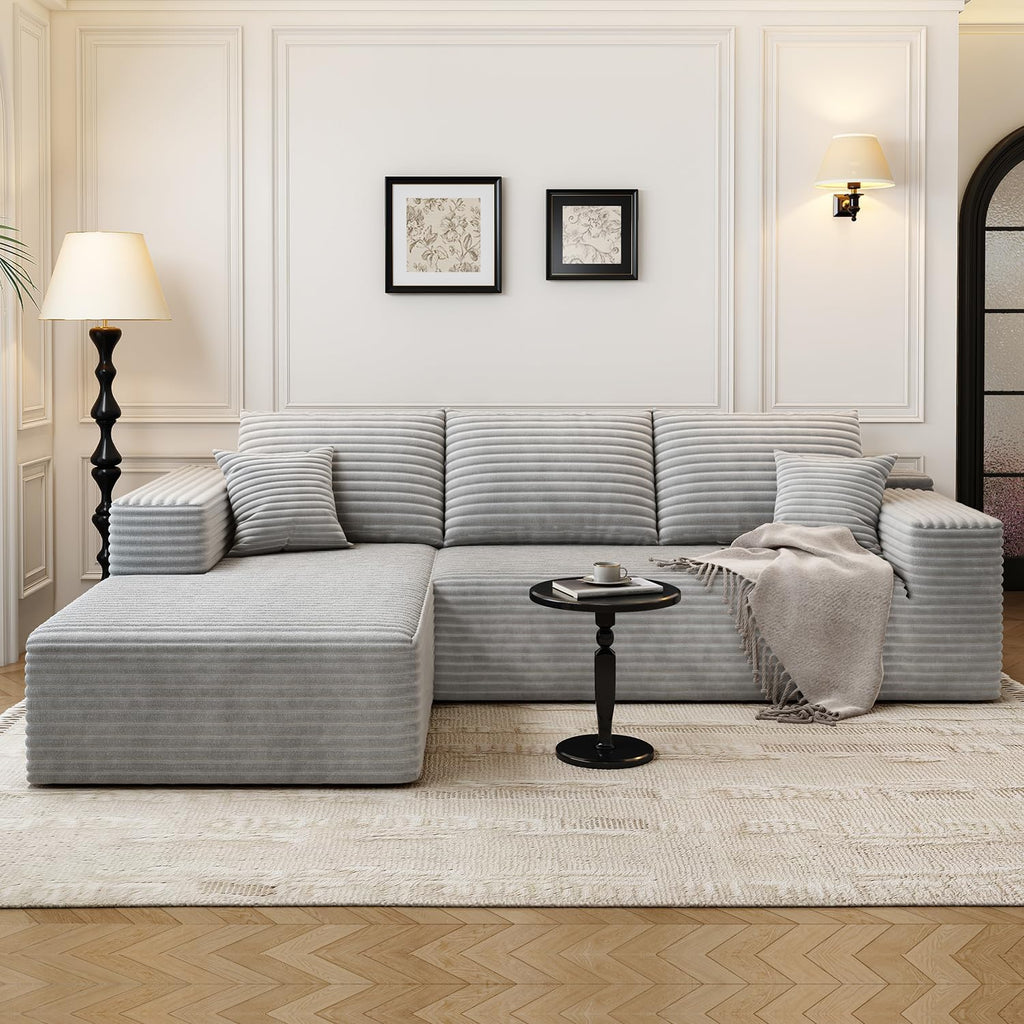 107.5" Cloud Modular Sectional Sofa Couch with L-Shape Chaise,Modern Minimalist Upholstered Couches